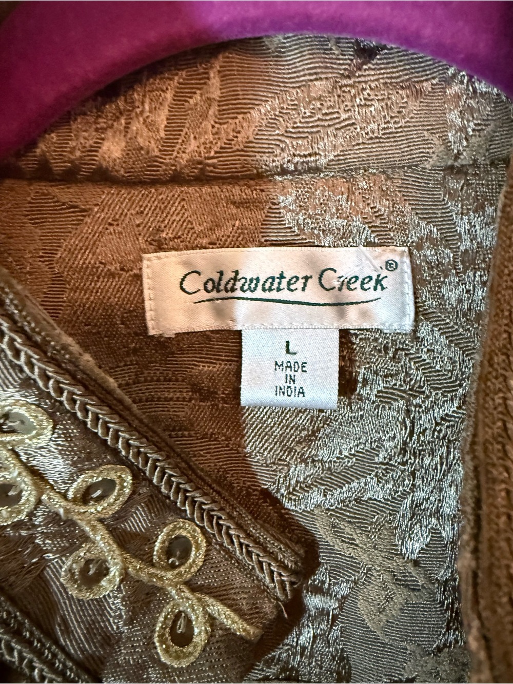 Coldwater Creek Bronze Embroidered Mandarin-Style Jacket - Picture 4 of 8